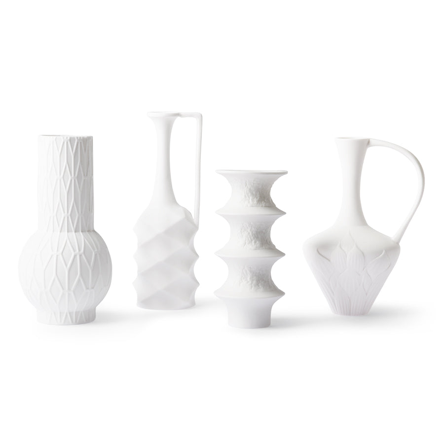 matt white porcelain vases (set of 4)