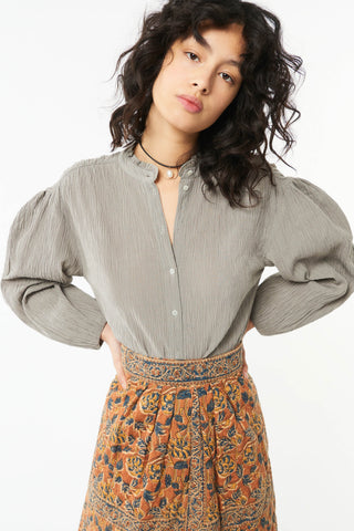Antik Batik Eugenie Fluid Blouse Grey
