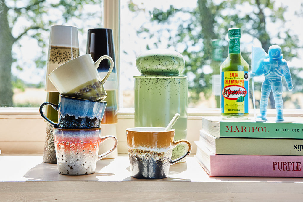 HKliving 70s ceramics: americano mug, Pegasus (set of 4)