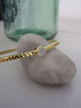 925 silver hammered tri stone bangle-gold plated