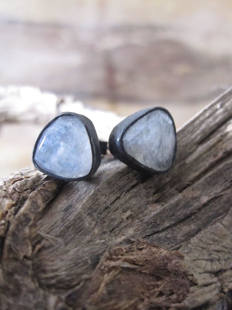 925 Silver Irregular Moonstone Earrings