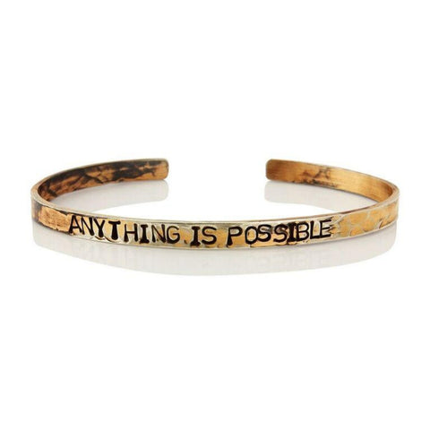 WDTS Silver - Hand Hammered Cuff -ANYTHING IS POSSIBLE - Mixed Finish