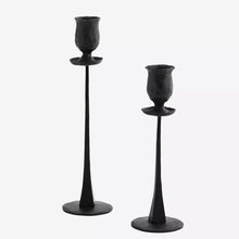 Hand forged candle holders, black, set of 2