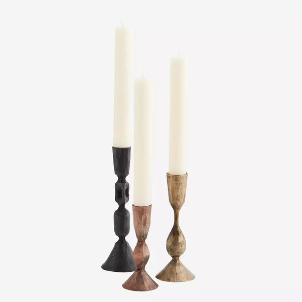 Hand forged candle holders, mixed, set of 3