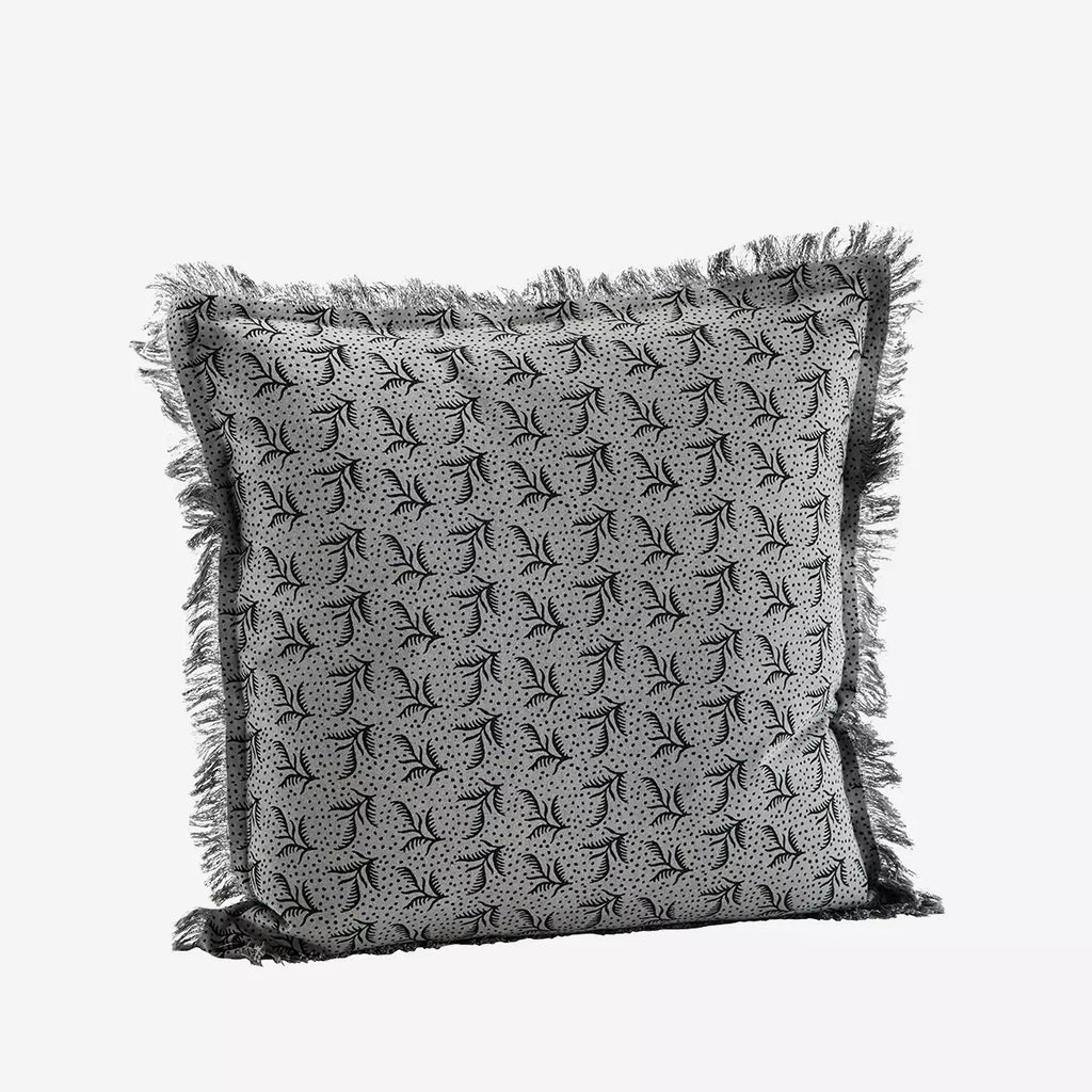 Printed cushion cover w/fringes