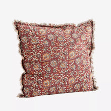 Madam Stoltz Printed cushion cover w/fringes