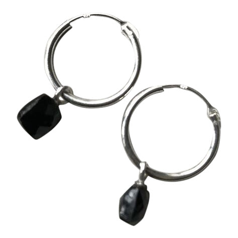 Orecchini A Cerchio Piccoli In Argento 925 Con Onice Nero - Gioielli Donna Charmsy - Regalo Compleanno