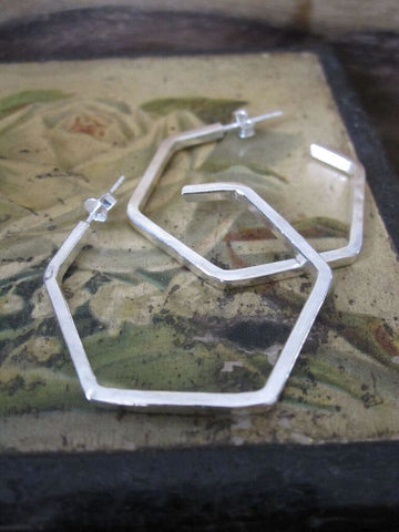 925 Silver Hexagon Earrings