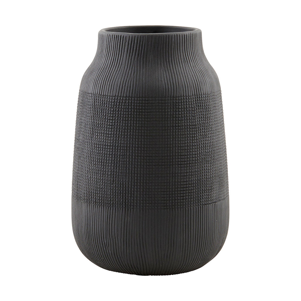 VASE, GROOVE, BLACK