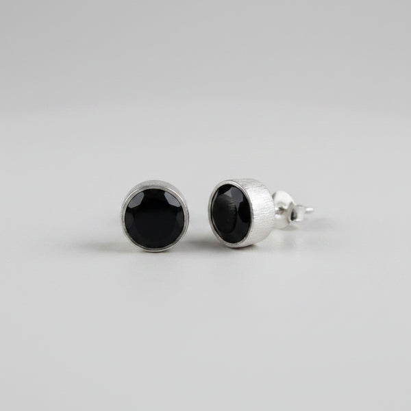 CollardManson 925 Silver Black Onyx Brushed Studs