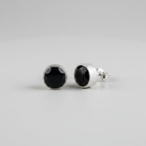 CollardManson 925 Silver Black Onyx Brushed Studs