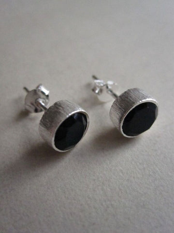 CollardManson 925 Silver Black Onyx Brushed Studs