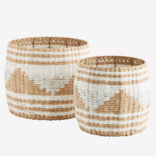 Round rush baskets, white, set of 2
