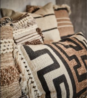 FERNANDO Cushion cover, Natural/black/rust