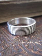 925 Solid Silver Oxidised Ribbed Band