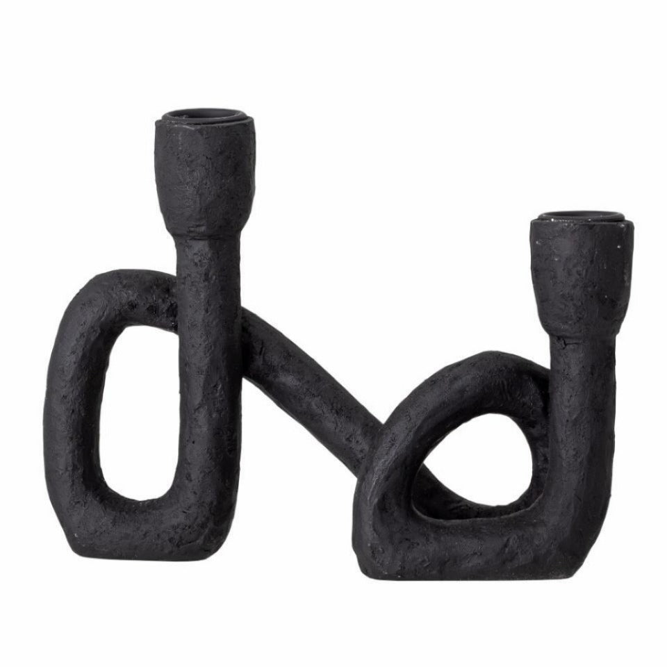 Mashel Candlestick, Black, Polyresin