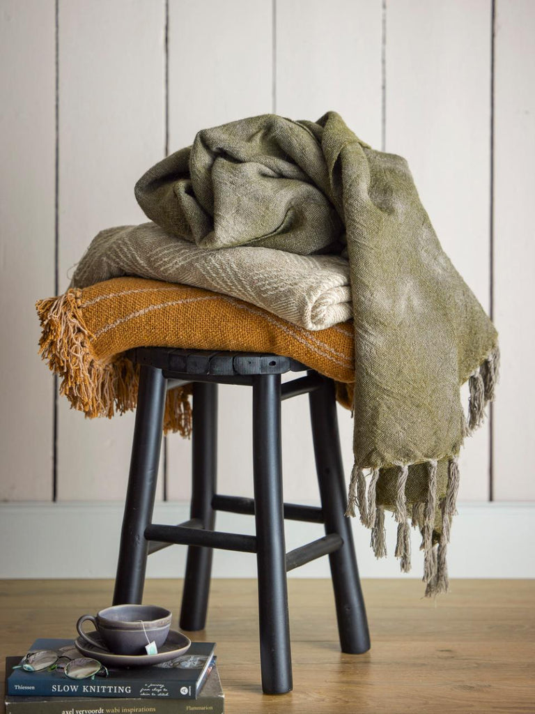 Ginna Throw, Brown, Recycled Cotton
