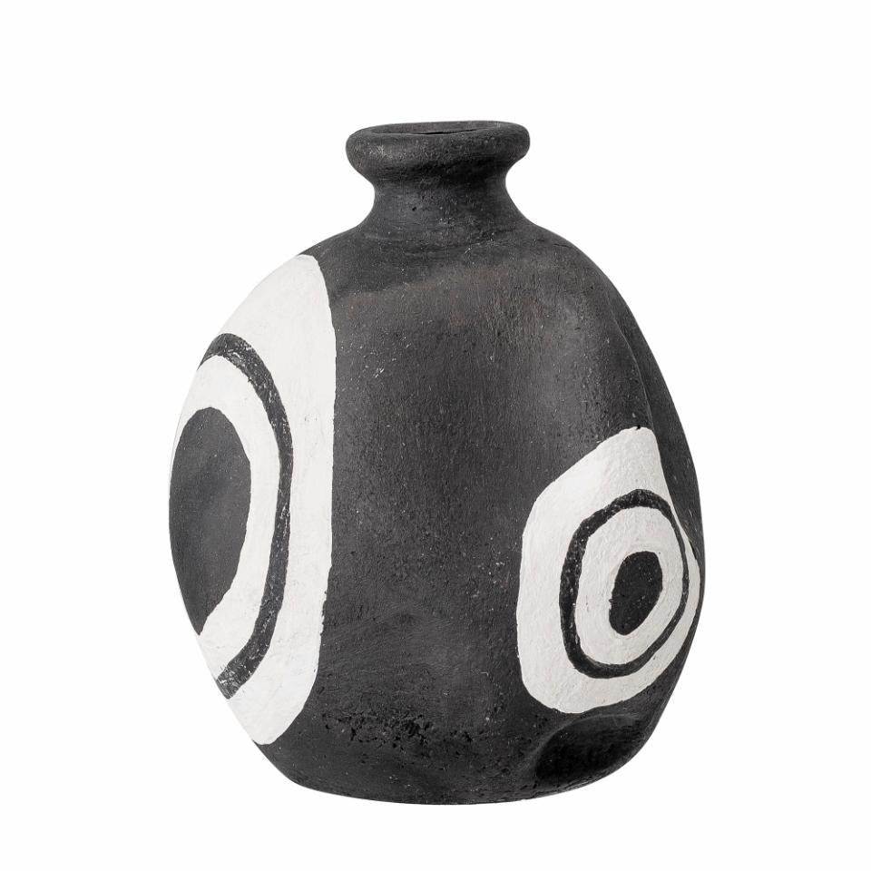 Mika Deco Vase, Black, Terracotta