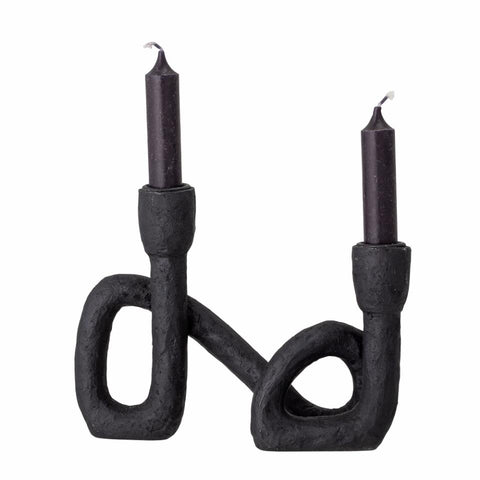 Mashel Candlestick, Black, Polyresin