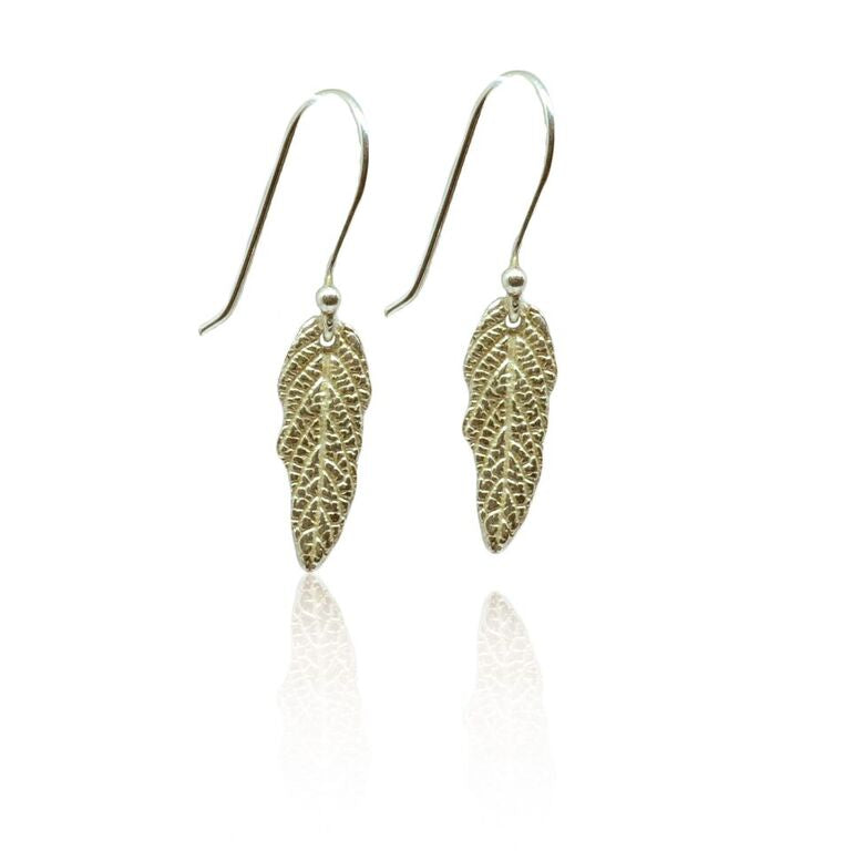 CollardManson 925 Silver Leaf Earrings- gold