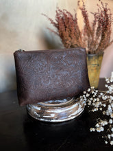 CollardManson Deep Brown Floral leather Pouch