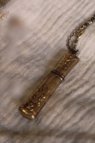 Tabito Long brass vintage needle vase necklace
