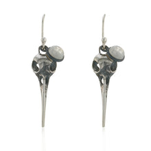 WDTS 925 Silver Bird Skull moonstone drop earrings