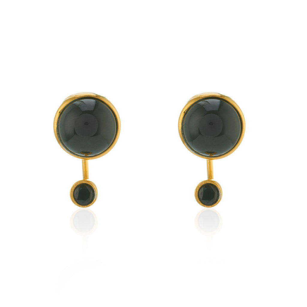 WDTS Double Onyx Wrap Earrings - Gold Plated