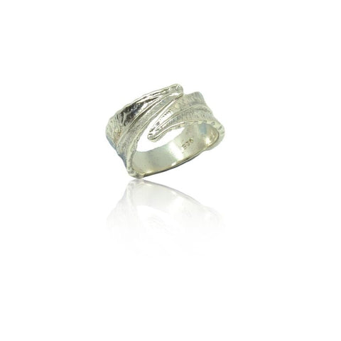 CollardManson 925 silver wrapped leaf ring