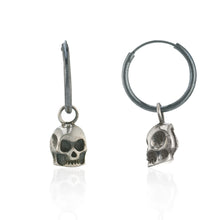 Small Skull Hoop Earrings - Oxidised