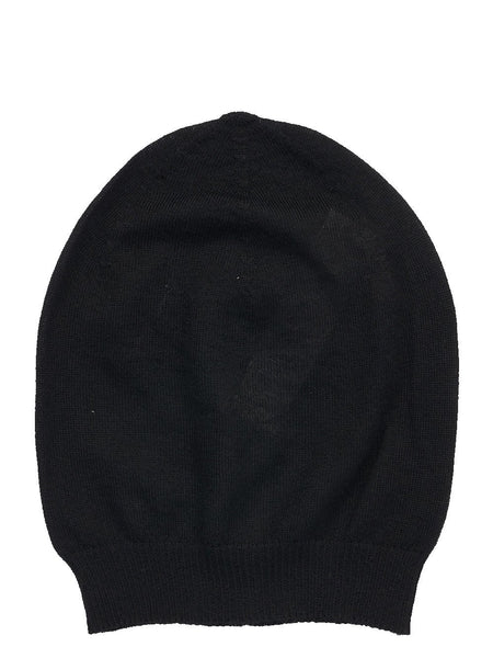 RICK OWENS STROBE MEDIUM HAT IN BLACK LIGHTWEIGHT RASATO KNIT