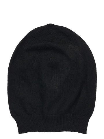 RICK OWENS STROBE MEDIUM HAT IN BLACK LIGHTWEIGHT RASATO KNIT