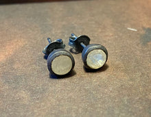 925 Silver Rainbow Moonstone Stud Earrings - Oxidised