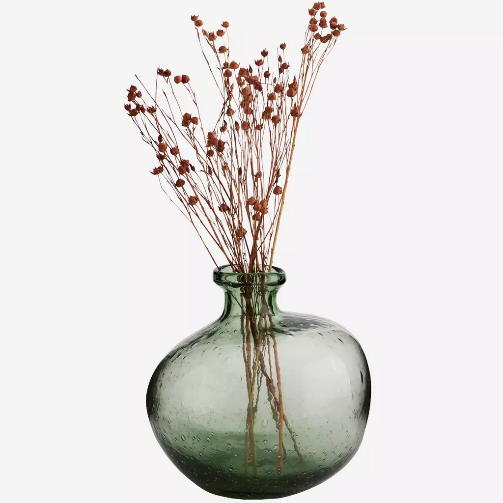 Organic shaped glass vase w/tassels