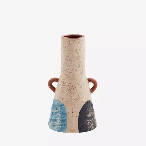 Hand painted terracotta vase w/ handles