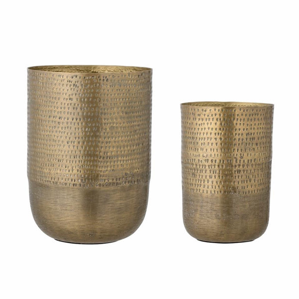 Bobie Flowerpot, Brass, Aluminum- set of 2