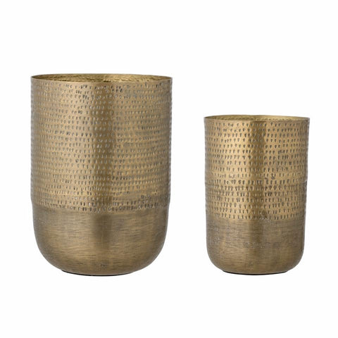 Bobie Flowerpot, Brass, Aluminum- set of 2