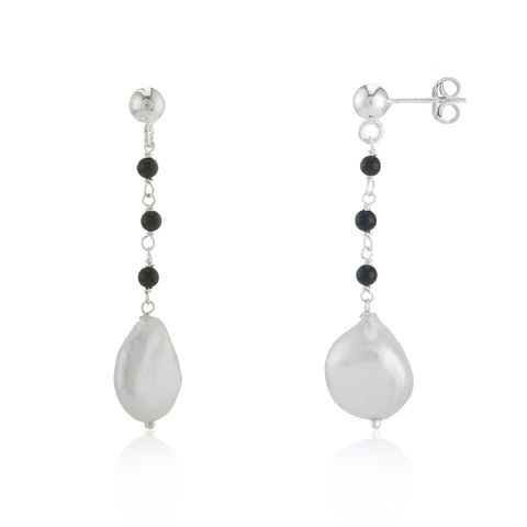 WDTS Pearl Drop Earrings with Ball - silver