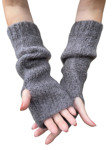 WDTS - Arm warmers in Dark Grey Mohair Wool