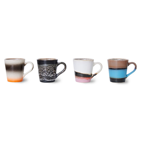 HKliving 70s ceramics: espresso mugs: Funky (set of 4)