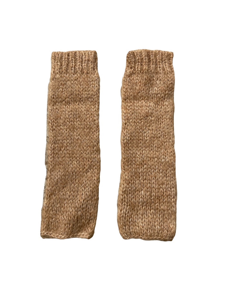 WDTS - Long Arm warmers in Light Brown Mohair Wool