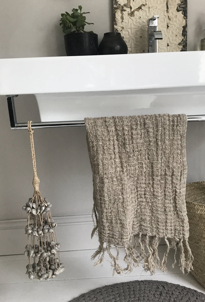 SATURN S towel w/fringes, linen natural