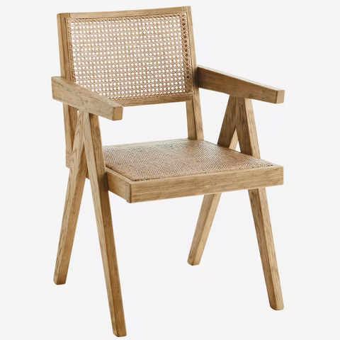 Madam Stoltz Wooden chair w/rattan, natural