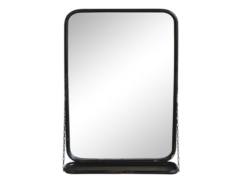 Factory mirror w.shelf antique black