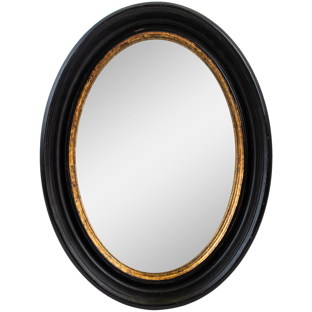 Oval Convex Mirror Antique Black Medium