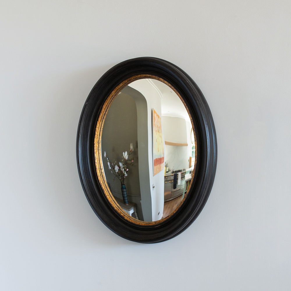 Oval Convex Mirror Antique Black Medium