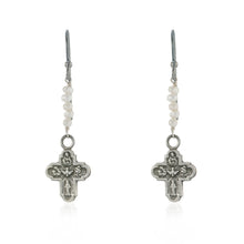 WDTS Tiny Cross and Pearl Drop Earrings