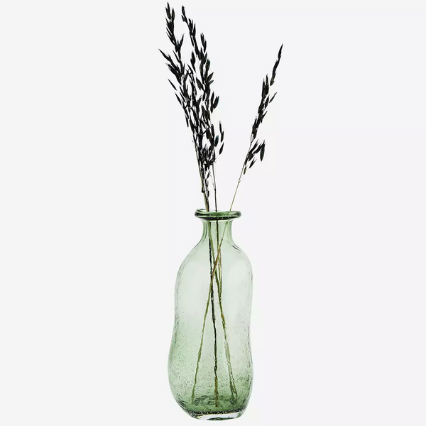 Organic shaped glass vase, green