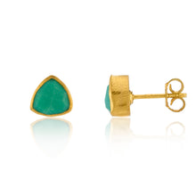 925 Silver Irregular Chrysoprase Earrings- gold