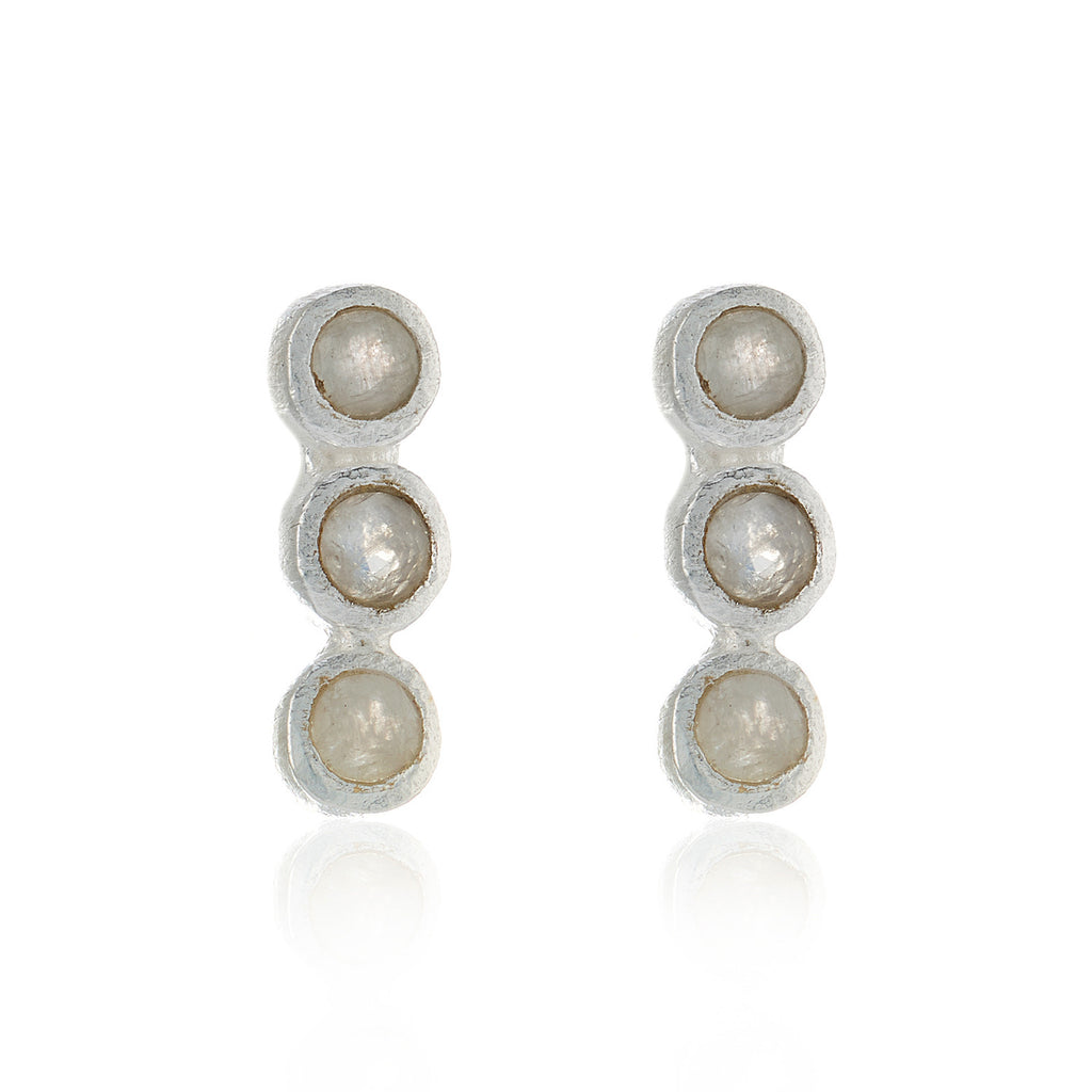 925 Silver triple Moonstone Earrings